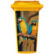 Two parrots On A Branch Wheelie Bin Sticker Panel